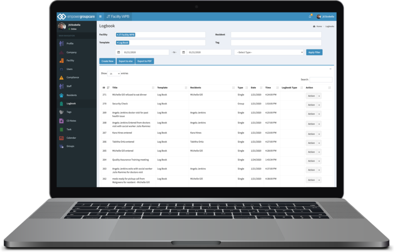 screenshot of Empower Group Care